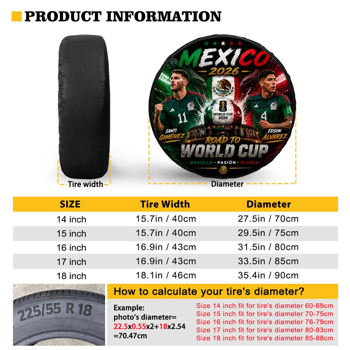 Haiti word cup - Universal Spare Tire Cover , Edson Alvarez & Santiago Gimenez Edition