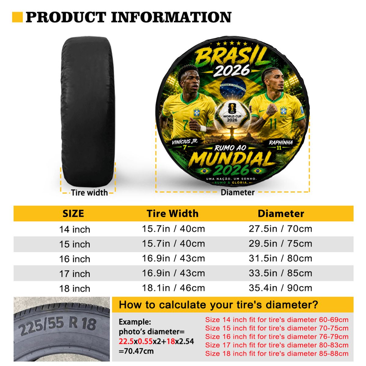 Brasil word cup - Universal Spare Tire Cover ,Vinicius & Raphinia Edition