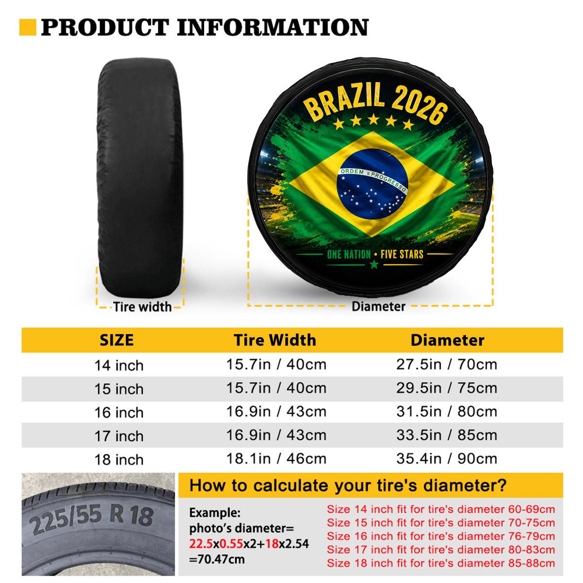 Brazil Flag Spare Tire Cover 2026