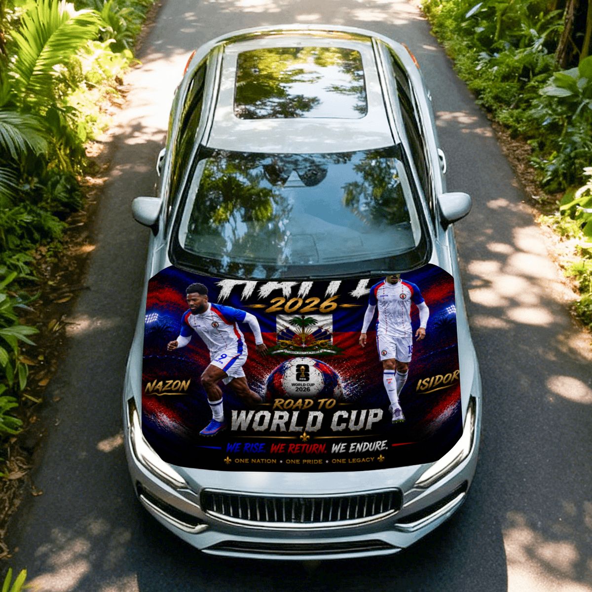 Haiti word cup 2026 Road to Glory Car Hood Cover – Nazon & Isidor Edition