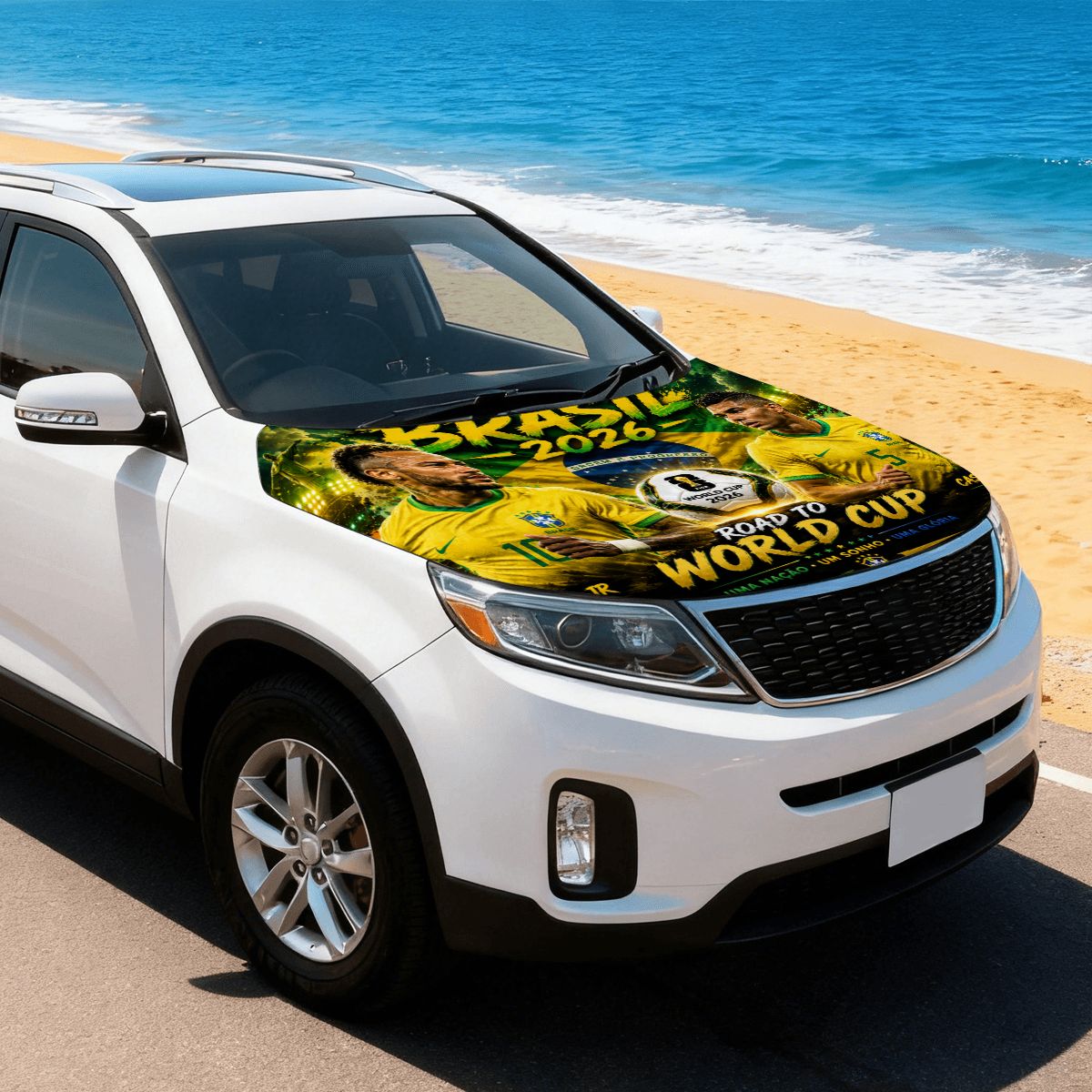 Brasil word cup 2026 Road to Glory Car Hood Cover –  Neymar &  Casemiro Edition