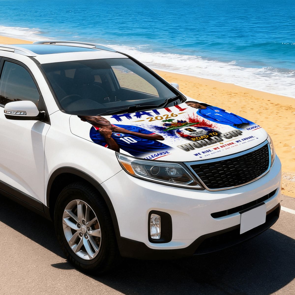 Haiti 2026 Road to Glory Car Hood Cover – Bellegarde & Ricardo Ade Edition