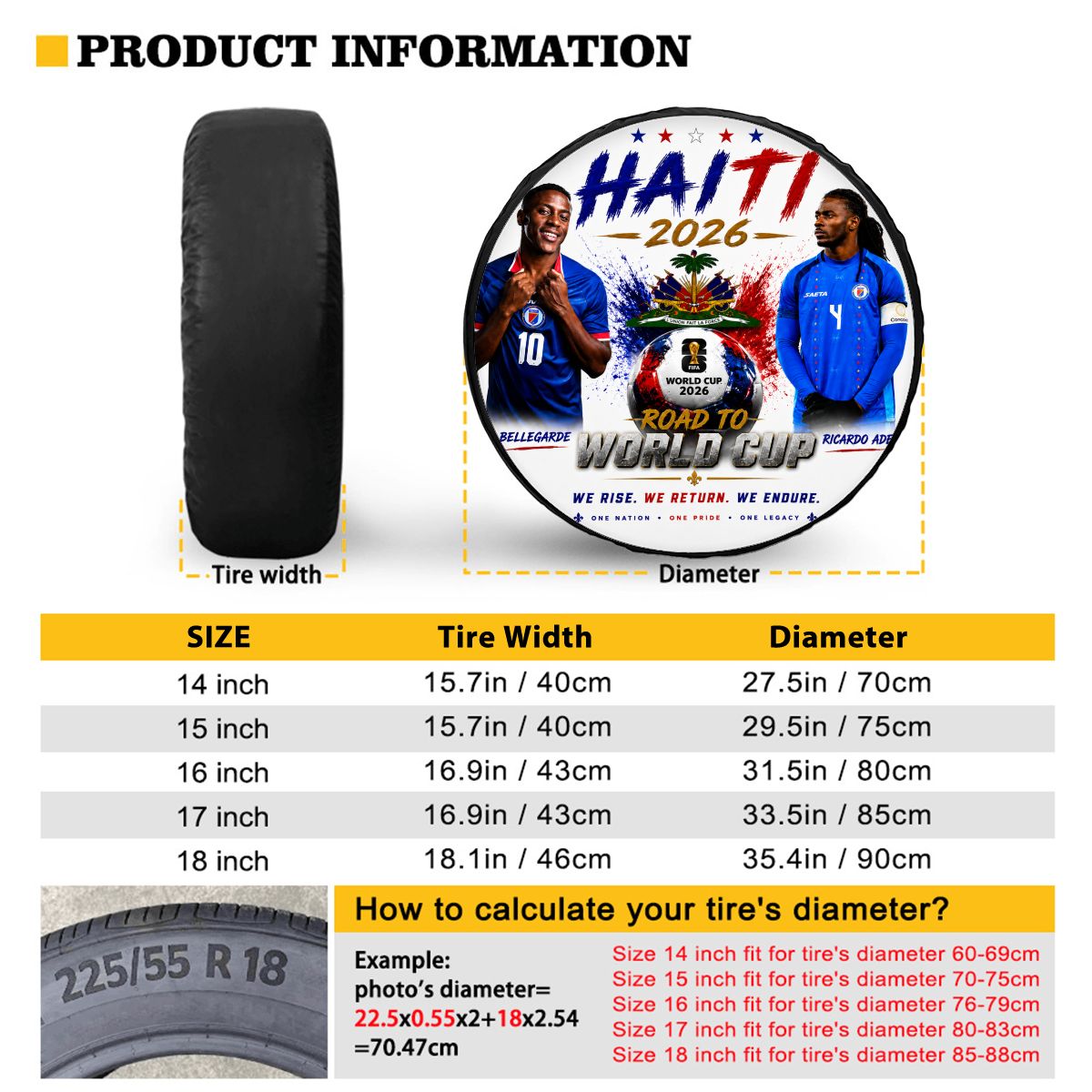 🇭🇹 Road to World Cup 2026 Spare Tire Cover , Bellegarde & Ricardo Ade Edition