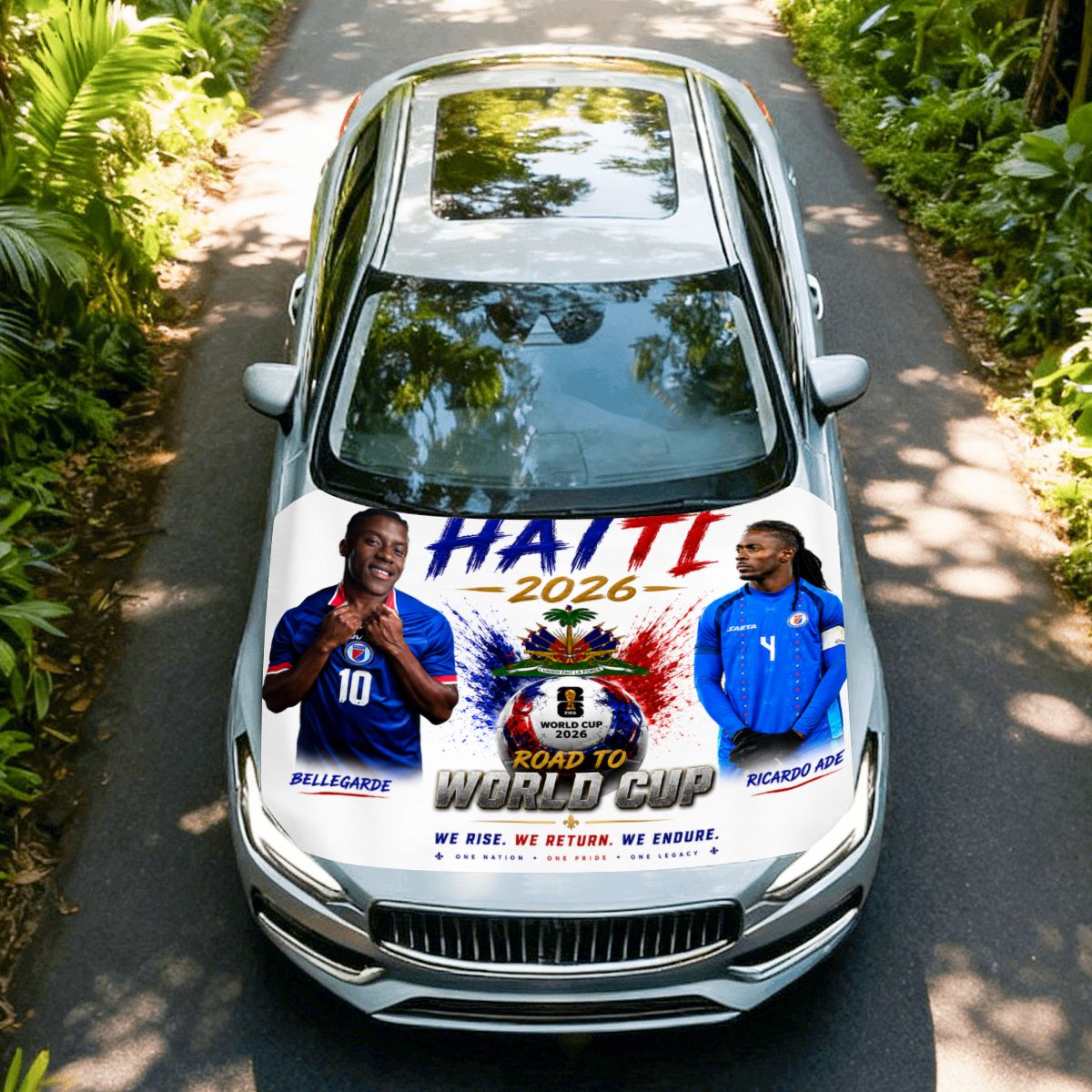 Haiti 2026 Road to Glory Car Hood Cover – Bellegarde & Ricardo Ade Edition