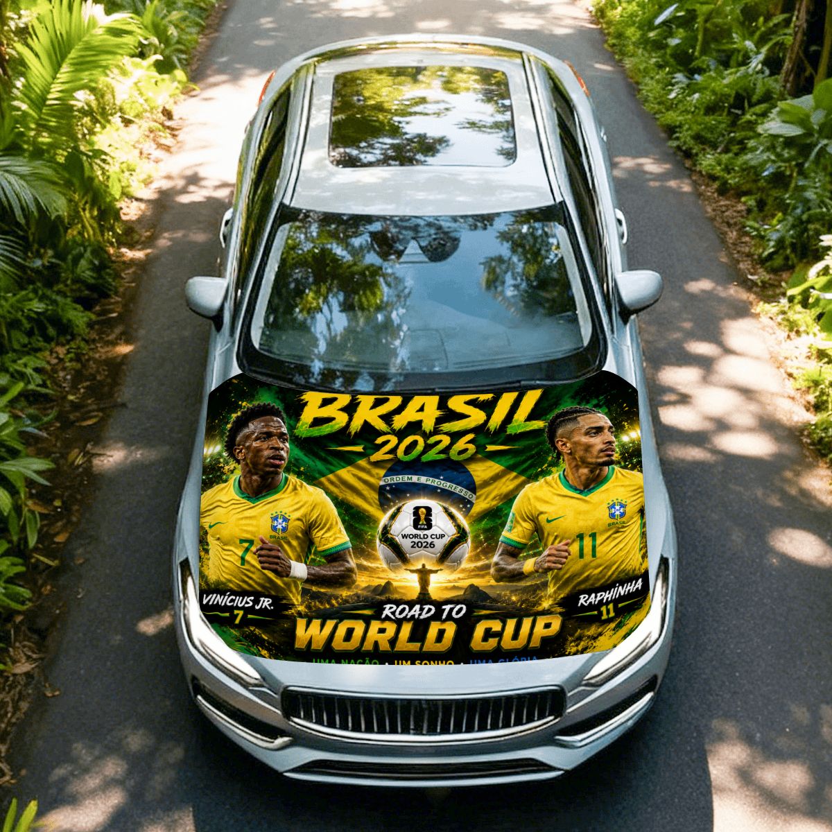 Brasil word cup 2026 Road to Glory Car Hood Cover –  Vinicius &  Raphinia Edition