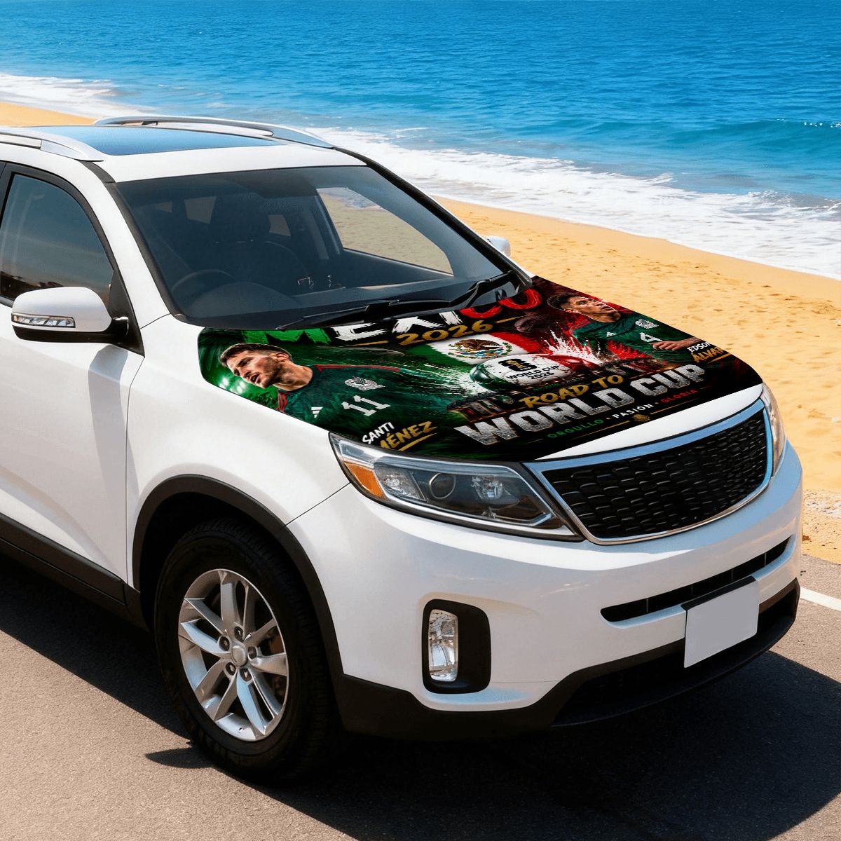 Mexico word cup 2026 Road to Glory Car Hood Cover –  Santiago Gimenez &  Edson Alvarez Edition