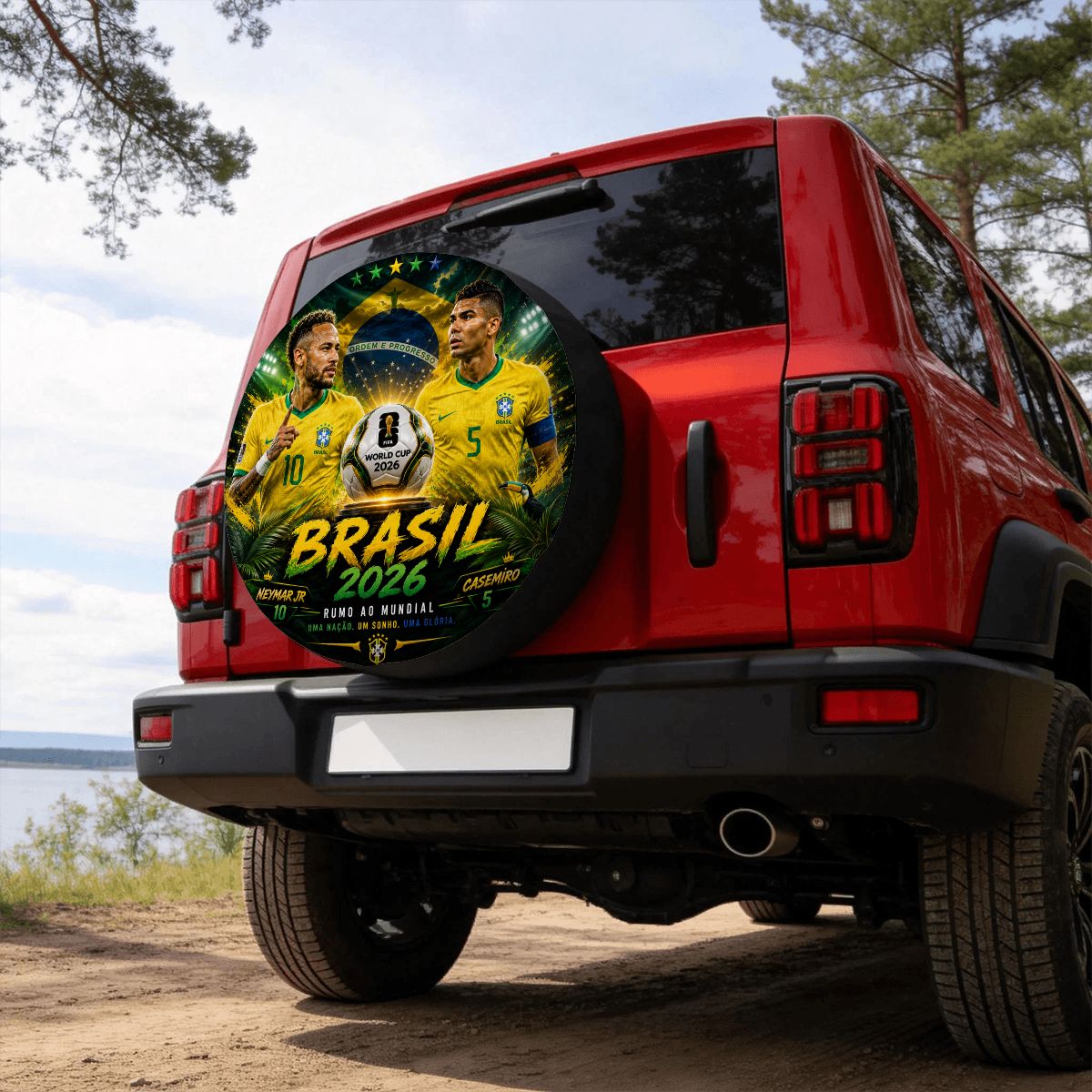 Brasil word cup - Universal Spare Tire Cover , Neymar & Casemiro Edition